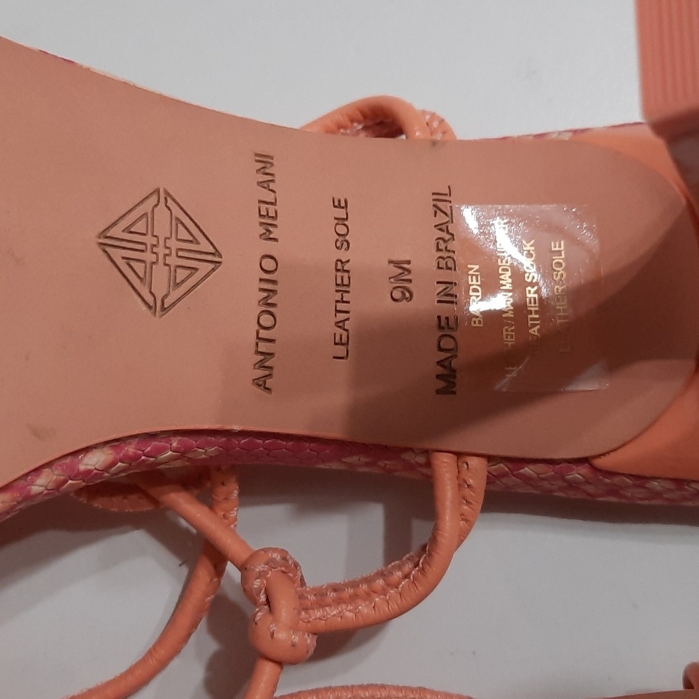 NWT ANTONIO MELANI PINK/SNAKE SKIN PATTERN STRAPPY BARDEN LACE UP SANDALS SZ 8M - Picture 8 of 14